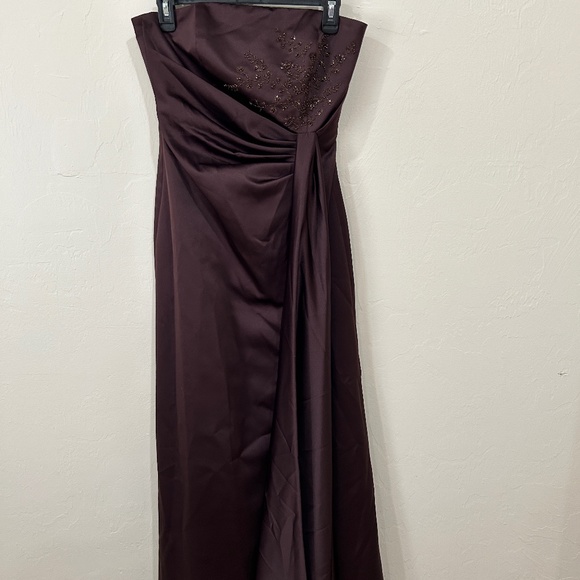 Davids Bridal chocolate brown maxi dress size 8 - Picture 1 of 11